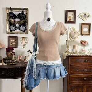 90's girly grunge striped cropped baby tee